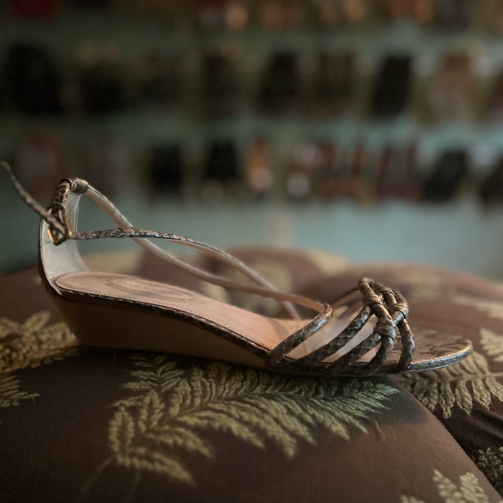 Elie Tahari strappy python sandals